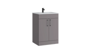 Kartell K-VIT Dove 600mm 2 door floor standing vanity unit with white ceramic basin in slate grey (DOV600FSDO-SG)