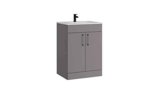 Kartell K-VIT Dove 600mm 2 door floor standing vanity unit with white ceramic basin in slate grey (DOV600FSDO-SG)