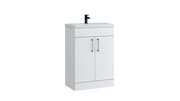 Kartell K-VIT Dove 600mm 2 door slimline floor standing vanity unit with white ceramic basin in matt white (DOV600SL-SW)