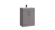 Kartell K-VIT Dove 600mm 2 door slimline floor standing vanity unit with white ceramic basin in slate grey (DOV600SL-SG)