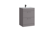 Kartell K-VIT Dove 600mm 2 drawer floor standing vanity unit with white ceramic basin in slate grey (DOV600FSDR-SG)