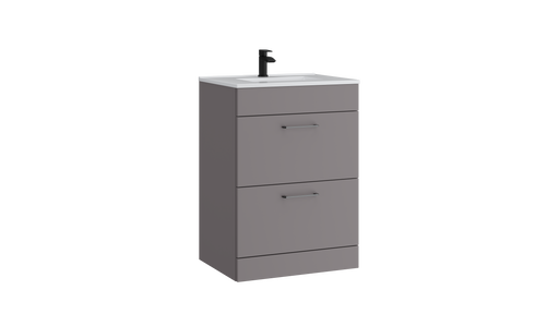 Kartell K-VIT Dove 600mm 2 drawer floor standing vanity unit with white ceramic basin in slate grey (DOV600FSDR-SG)