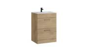 Kartell K-VIT Dove 600mm 2 drawer floor standing vanity unit with white ceramic basin in torro oak (DOV600FSDR-TO)