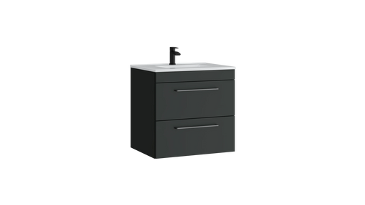 Kartell K-VIT Dove 600mm 2 drawer wall mounted vanity unit with white ceramic basin in matt anthracite (DOV600WMDR-MA)