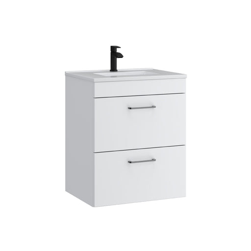 Kartell K-VIT Dove 600mm 2 drawer wall mounted vanity unit with white ceramic basin in matt white (DOV600WMDR-SW)