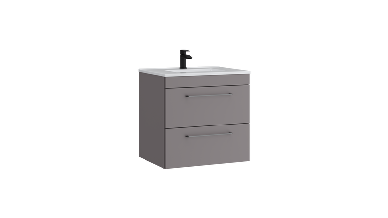 Kartell K-VIT Dove 600mm 2 drawer wall mounted vanity unit with white ceramic basin in slate grey (DOV600WMDR-SG)