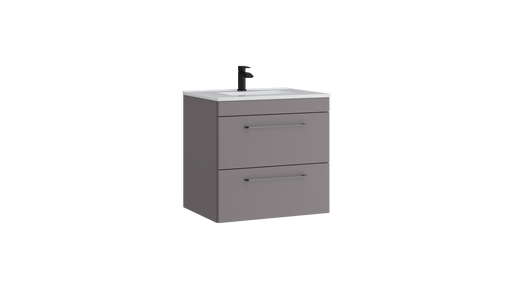 Kartell K-VIT Dove 600mm 2 drawer wall mounted vanity unit with white ceramic basin in slate grey (DOV600WMDR-SG)