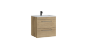 Kartell K-VIT Dove 600mm 2 drawer wall mounted vanity unit with white ceramic basin in torro oak (DOV600WMDR-TO)