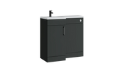 Kartell K-VIT Dove 900mm L-shaped door unit furniture pack in matt anthracite with vanity unit, WC unit and L-shaped ceramic basin (left hand configuration illustrated)