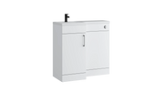 Kartell K-VIT Dove 900mm L-shaped door unit furniture pack in matt white with vanity unit, WC unit and L-shaped ceramic basin (left hand configuration illustrated)