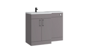 Kartell K-VIT Dove 900mm L-shaped door unit furniture pack in slate grey with vanity unit, WC unit and L-shaped ceramic basin