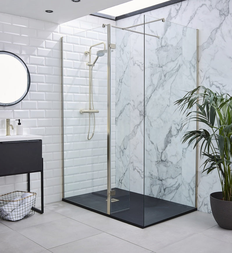 Kartell K-VIT KV8 Wetroom Profile Kit Brushed Nickel (KCNICK-CONV) wall profile and bracing bar