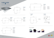 Kartell K-VIT Naturals stone effect black shower tray technical drawing - waste positions and dimensions for all sizes