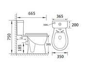 Kartell K-VIT Proton Rimless WC-To-Go technical drawing with dimensions (PRO665BIB)