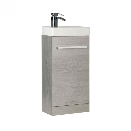 Kartell K-VIT Purity 410mm floor standing cloakroom unit and ceramic basin in Silver Oak (PSO410CLK)