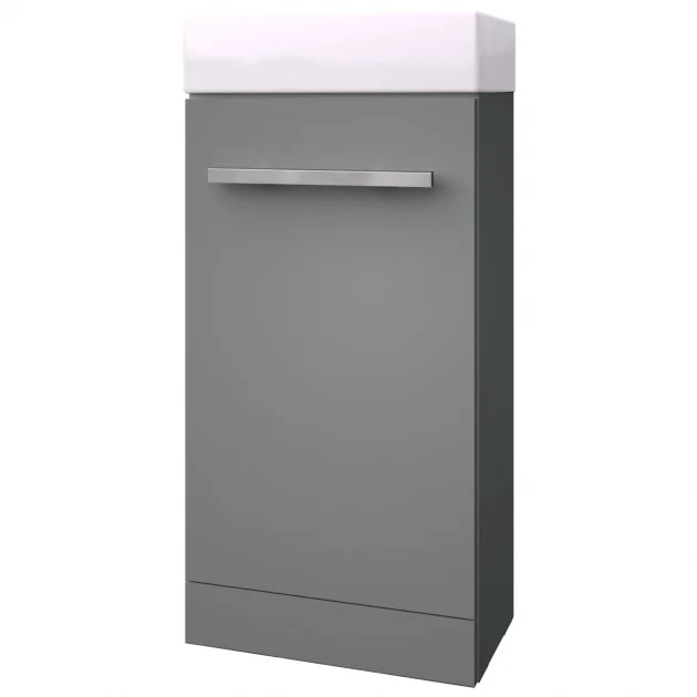 Kartell K-VIT Purity 410mm floor standing cloakroom unit and ceramic basin in Storm Grey Gloss (FUR281PU)