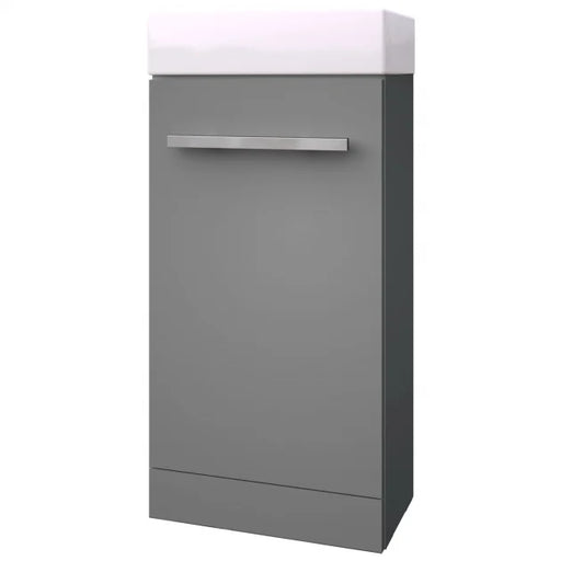 Kartell K-VIT Purity 410mm floor standing cloakroom unit and ceramic basin in Storm Grey Gloss (FUR281PU)
