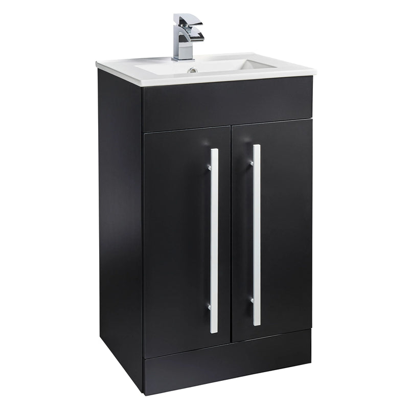 Kartell K-VIT Purity 500mm floor standing 2 door unit and ceramic basin in Matt Black (PMB500DO)