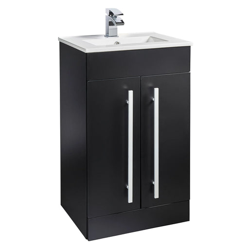 Kartell K-VIT Purity 500mm floor standing 2 door unit and ceramic basin in Matt Black (PMB500DO)
