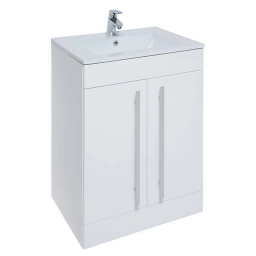 Kartell K-VIT Purity 600mm Floor Standing 2 Door Unit & Ceramic Basin in White Gloss (FUR001PU)