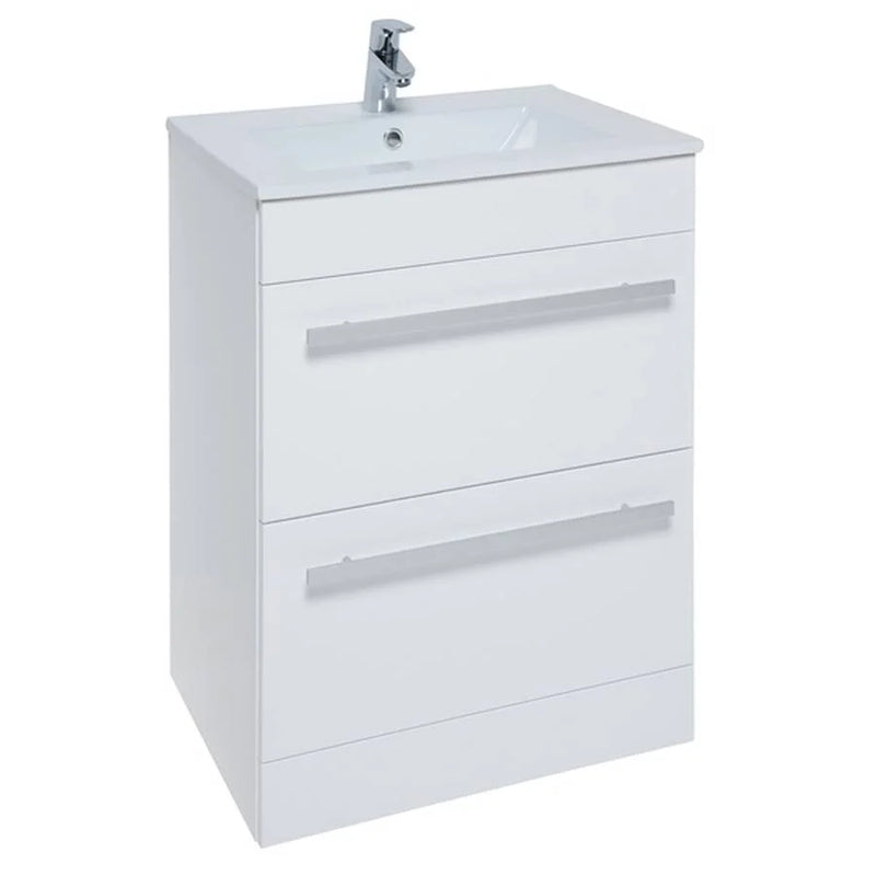 Kartell K-VIT Purity 600mm floor standing 2 drawer unit and ceramic basin in White Gloss (FUR008PU)