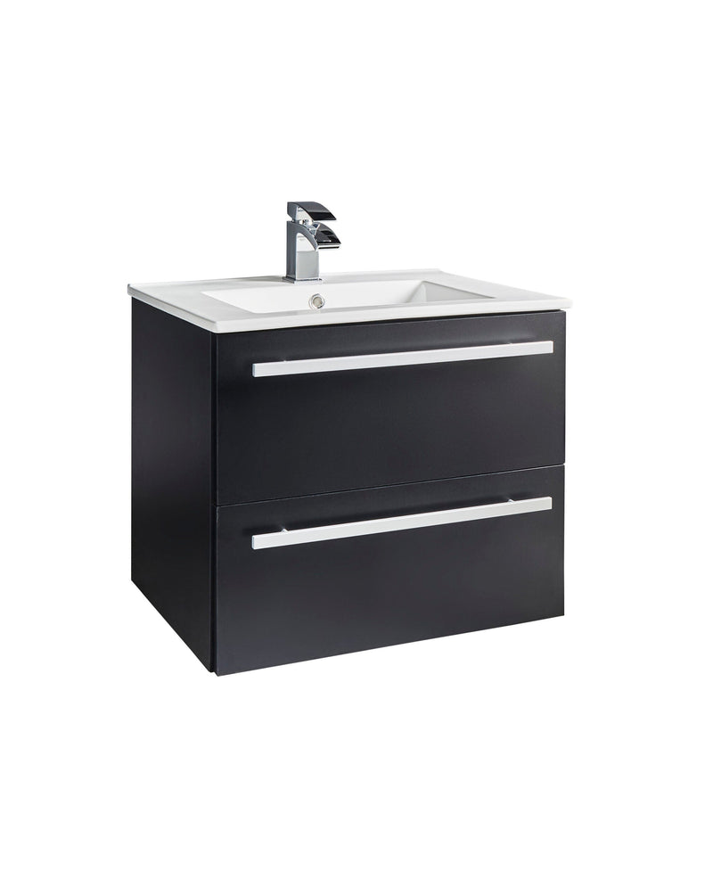 Kartell K-VIT Purity 600mm wall mounted 2 drawer unit and ceramic basin in Matt Black (PMB600WM)