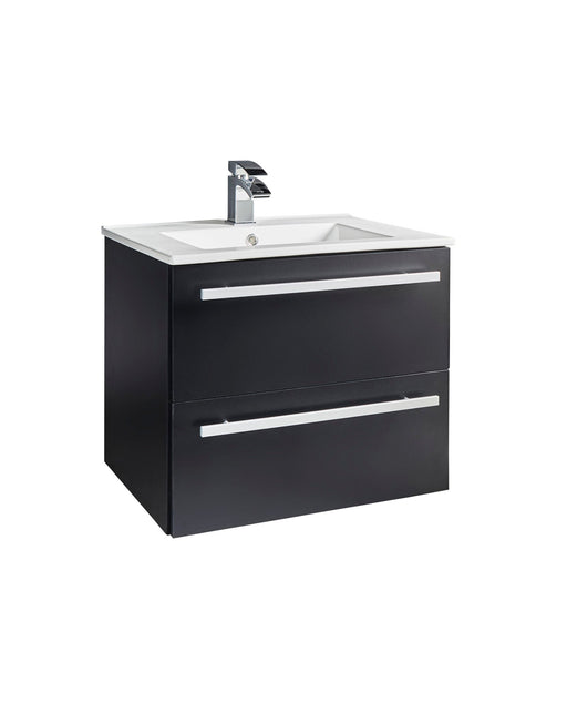 Kartell K-VIT Purity 600mm wall mounted 2 drawer unit and ceramic basin in Matt Black (PMB600WM)