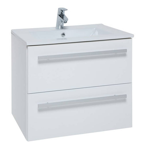Kartell K-VIT Purity 600mm wall mounted 2 drawer unit and ceramic basin in White Gloss (FUR022PU)