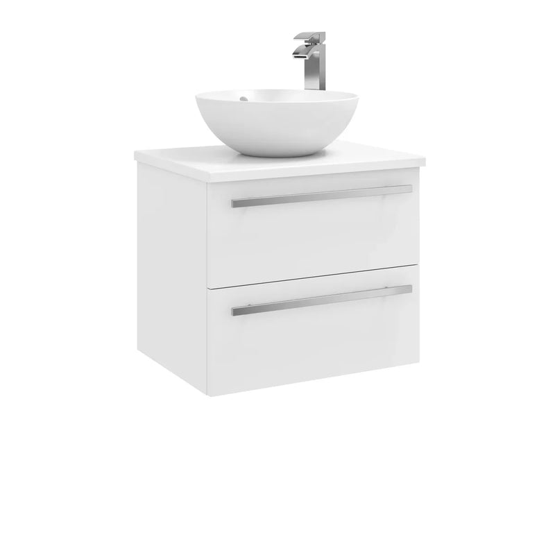 Kartell K-VIT Purity 600mm wall mounted 2 drawer unit with ceramic worktop and sit on bowl in white gloss (FUR022PU FUR433PU FUR435PU)