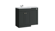 Kartell K-VIT Sanctuary 1100mm L-shaped furniture pack in matt anthracite with 600mm vanity unit, WC unit and L-shaped ceramic basin (SAN600FSDO-MA SANLSWC-MA FUR430NEW)