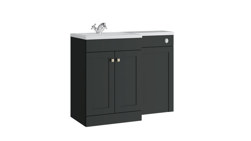 Kartell K-VIT Sanctuary 1100mm L-shaped furniture pack in matt anthracite, right hand version (left hand configuration shown for illustration) (SAN600FSDO-MA SANLSWC-MA FUR431NEW)