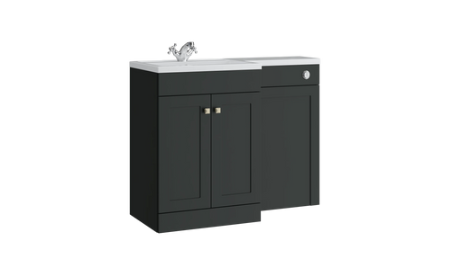 Kartell K-VIT Sanctuary 1100mm L-shaped furniture pack in matt anthracite, right hand version (left hand configuration shown for illustration) (SAN600FSDO-MA SANLSWC-MA FUR431NEW)