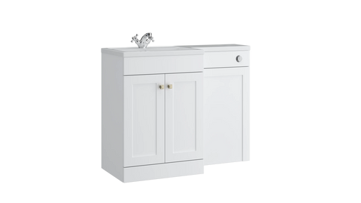 Kartell K-VIT Sanctuary 1100mm L-shaped furniture pack in matt white, right hand version (left hand configuration shown for illustration) (SAN600FSDO-SW SANLSWC-SW FUR431NEW)