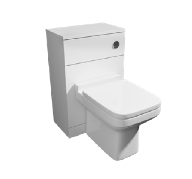 Kartell K-VIT Trim 500mm WC unit set in gloss white with back to wall pan, soft close seat and concealed cistern (IMP500WC POT473TR POT472TR ACC001N)