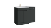 Kartell K-VIT Urban 1100mm L-shaped furniture pack in matt anthracite with 600mm vanity unit, WC unit and L-shaped ceramic basin (URB600FSDO-MA URBLSWC-MA FUR430NEW)