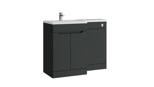 Kartell K-VIT Urban 1100mm L-shaped furniture pack in matt anthracite, right hand version (left hand configuration shown for illustration) (URB600FSDO-MA URBLSWC-MA FUR431NEW)