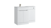 Kartell K-VIT Urban 1100mm L-shaped furniture pack in matt white with 600mm vanity unit, WC unit and L-shaped ceramic basin (URB600FSDO-SW URBLSWC-SW FUR430NEW)