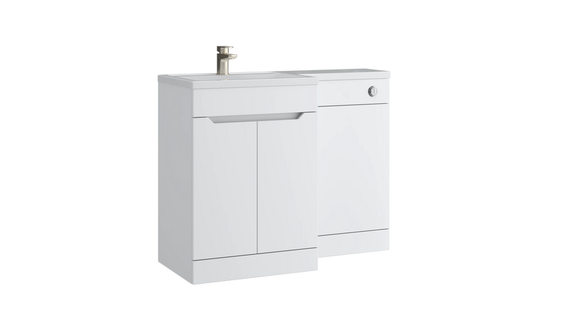 Kartell K-VIT Urban 1100mm L-shaped furniture pack in matt white, right hand version (left hand configuration shown for illustration) (URB600FSDO-SW URBLSWC-SW FUR431NEW)