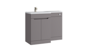 Kartell K-VIT Urban 1100mm L-shaped furniture pack in slate grey with 600mm vanity unit, WC unit and L-shaped ceramic basin (URB600FSDO-SG URBLSWC-SG FUR430NEW)
