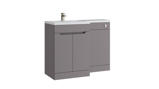 Kartell K-VIT Urban 1100mm L-shaped furniture pack in slate grey with 600mm vanity unit, WC unit and L-shaped ceramic basin (URB600FSDO-SG URBLSWC-SG FUR430NEW)