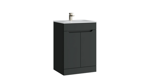 Kartell K-VIT Urban 500mm 2 door floor standing vanity unit with white ceramic basin in matt anthracite (URB500FSDO-MA)