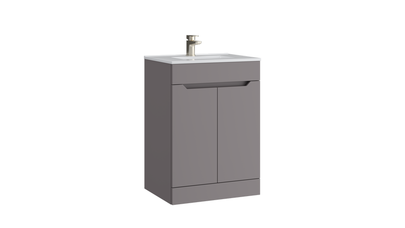 Kartell K-VIT Urban 500mm 2 door floor standing vanity unit with white ceramic basin in slate grey (URB500FSDO-SG)