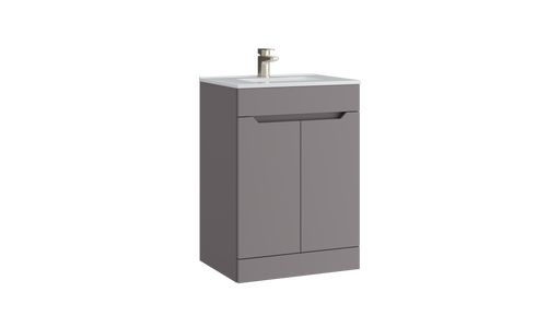 Kartell K-VIT Urban 500mm 2 door floor standing vanity unit with white ceramic basin in slate grey (URB500FSDO-SG)