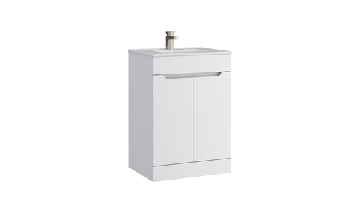 Kartell K-VIT Urban 600mm 2 door floor standing vanity unit with white ceramic basin in matt white (URB600FSDO-SW)