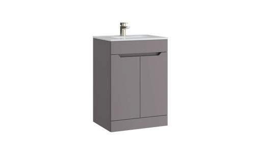 Kartell K-VIT Urban 600mm 2 door floor standing vanity unit with white ceramic basin in slate grey (URB600FSDO-SG)