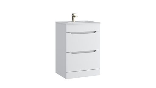Kartell K-VIT Urban 600mm 2 drawer floor standing vanity unit with white ceramic basin in matt white (URB600FSDR-SW)