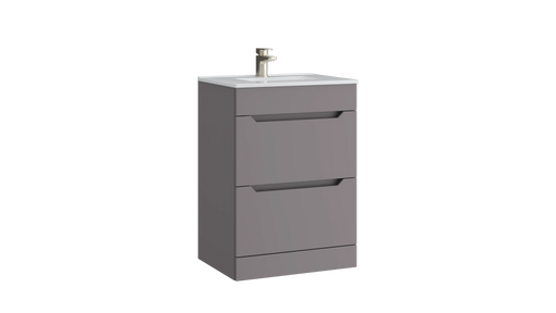 Kartell K-VIT Urban 600mm 2 drawer floor standing vanity unit with white ceramic basin in slate grey (URB600FSDR-SG)
