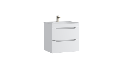 Kartell K-VIT Urban 600mm 2 drawer wall mounted vanity unit with white ceramic basin in matt white (URB600WMDR-SW)