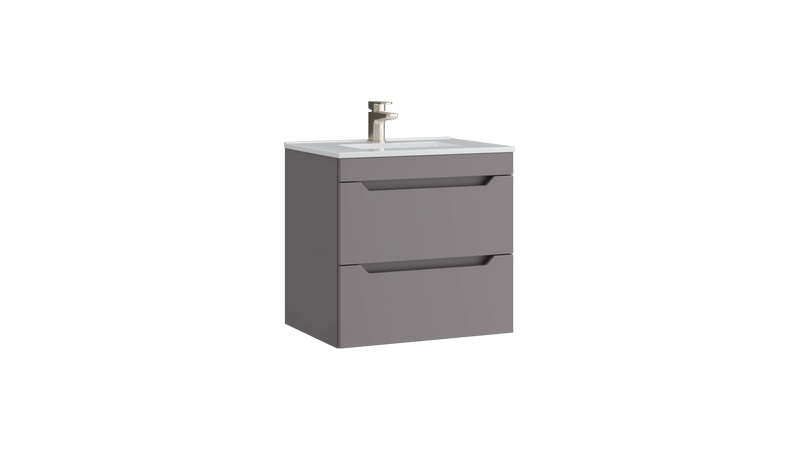 Kartell K-VIT Urban 600mm 2 drawer wall mounted vanity unit with white ceramic basin in slate grey (URB600WMDR-SG)