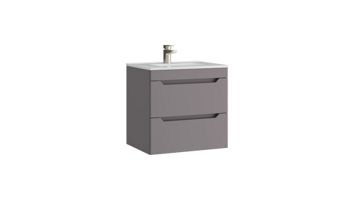 Kartell K-VIT Urban 600mm 2 drawer wall mounted vanity unit with white ceramic basin in slate grey (URB600WMDR-SG)